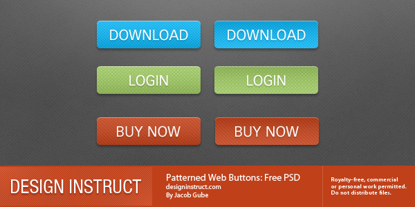 Patterned Web Buttons: Free PSD