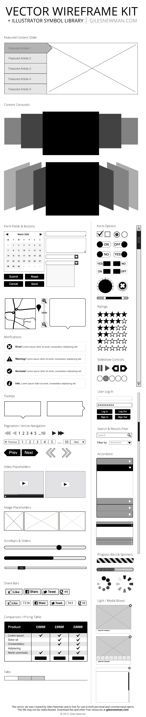 Free Vector Wireframe Kit