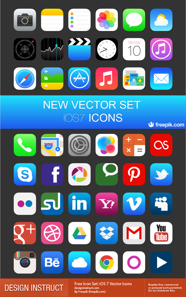 iOS 7 Vector Icons by Freepik